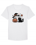 Halloween ghost and black cat Tricou mânecă scurtă guler larg Bărbat Skater