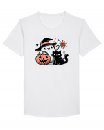 Halloween ghost and black cat Tricou mânecă scurtă guler larg Bărbat Skater