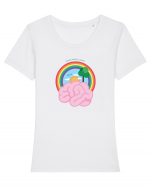 Rainbow  Tricou mânecă scurtă guler larg fitted Damă Expresser