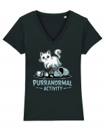 Purranormal Activity Cat Ghost Halloween Scary Tricou mânecă scurtă guler V Damă Evoker