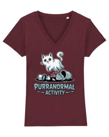 Purranormal Activity Cat Ghost Halloween Scary Burgundy