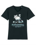 Paranormal Activity Cat Ghost Halloween Scary Tricou mânecă scurtă guler V Bărbat Presenter