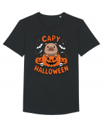 Capy Halloween Capybara Funny Tricou mânecă scurtă guler larg Bărbat Skater