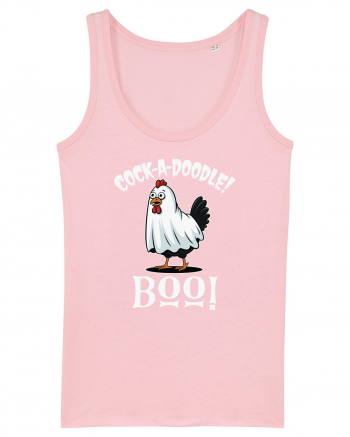 Cock A Doodle Boo | Funny Halloween Ghost Chicken Cotton Pink