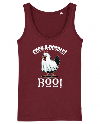 Cock A Doodle Boo | Funny Halloween Ghost Chicken Burgundy