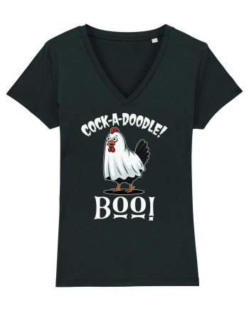 Cock A Doodle Boo | Funny Halloween Ghost Chicken Black