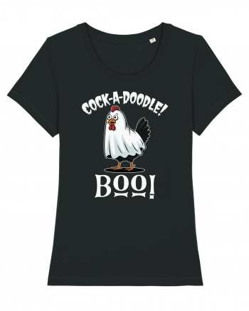 Cock A Doodle Boo | Funny Halloween Ghost Chicken Black