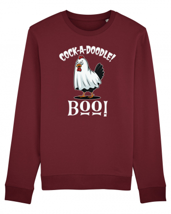 Cock A Doodle Boo | Funny Halloween Ghost Chicken Burgundy