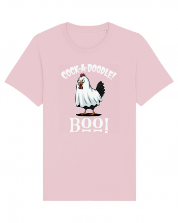 Cock A Doodle Boo | Funny Halloween Ghost Chicken Cotton Pink