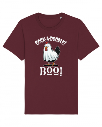 Cock A Doodle Boo | Funny Halloween Ghost Chicken Burgundy