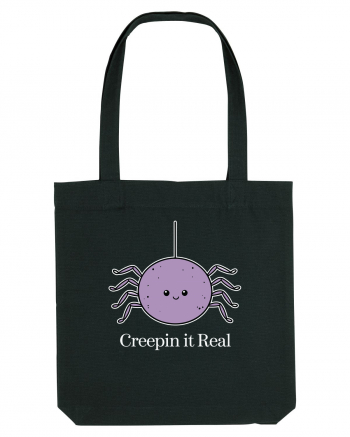 Creepin' It Real Funny Halloween Spider Black