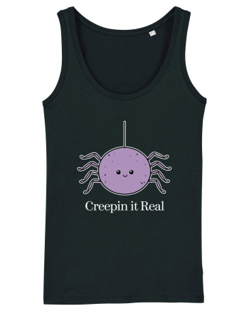 Creepin' It Real Funny Halloween Spider Black