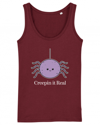 Creepin' It Real Funny Halloween Spider Burgundy