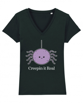 Creepin' It Real Funny Halloween Spider Black