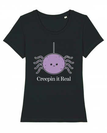 Creepin' It Real Funny Halloween Spider Black