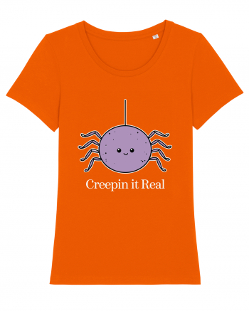 Creepin' It Real Funny Halloween Spider Bright Orange