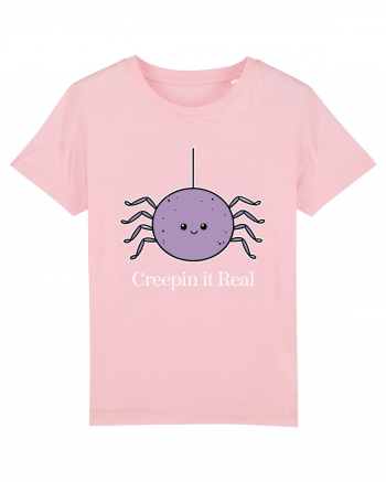 Creepin' It Real Funny Halloween Spider Cotton Pink