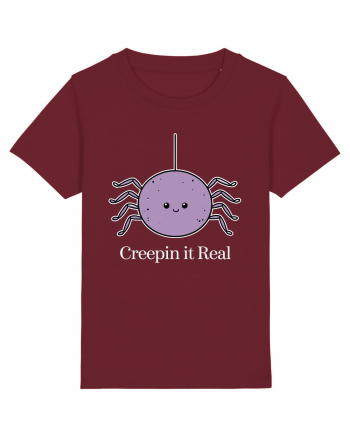 Creepin' It Real Funny Halloween Spider Burgundy