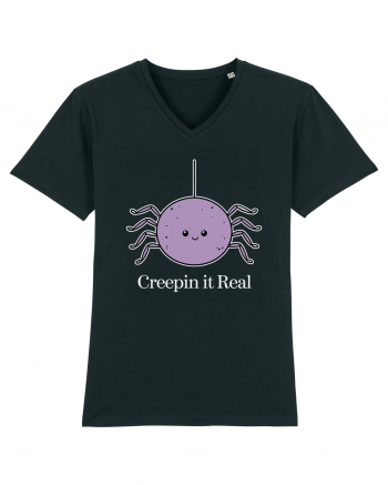 Creepin' It Real Funny Halloween Spider Black