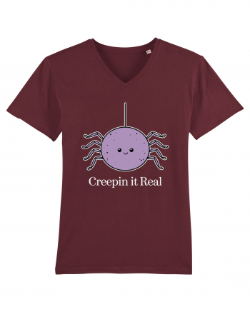 Creepin' It Real Funny Halloween Spider Burgundy