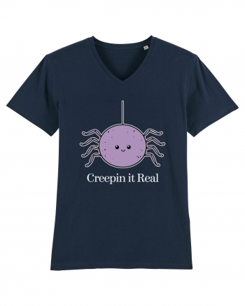 Creepin' It Real Funny Halloween Spider French Navy