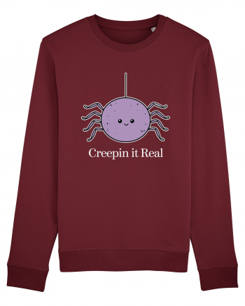 Creepin' It Real Funny Halloween Spider Burgundy