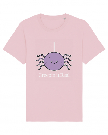 Creepin' It Real Funny Halloween Spider Cotton Pink