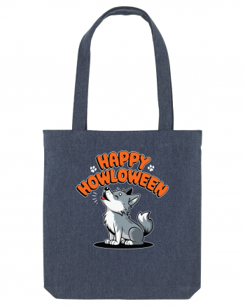 Happy Howloween Funny Halloween Wolf Midnight Blue