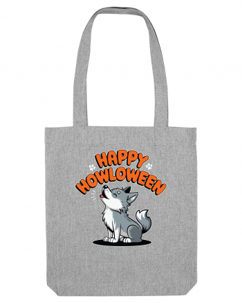 Happy Howloween Funny Halloween Wolf Heather Grey