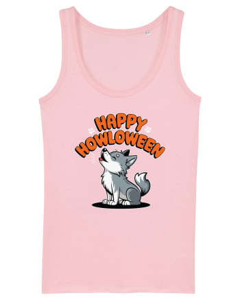 Happy Howloween Funny Halloween Wolf Cotton Pink