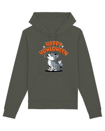 Happy Howloween Funny Halloween Wolf Khaki