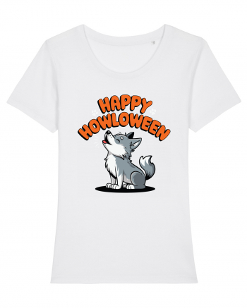 Happy Howloween Funny Halloween Wolf White