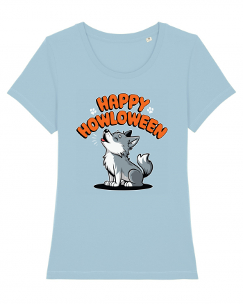 Happy Howloween Funny Halloween Wolf Sky Blue