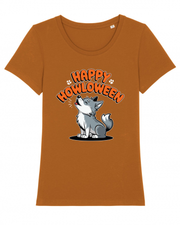 Happy Howloween Funny Halloween Wolf Roasted Orange