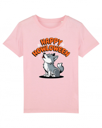 Happy Howloween Funny Halloween Wolf Cotton Pink