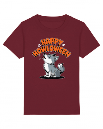 Happy Howloween Funny Halloween Wolf Burgundy