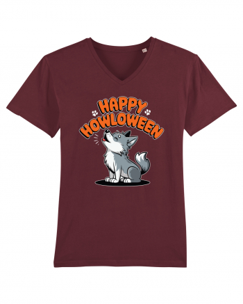 Happy Howloween Funny Halloween Wolf Burgundy