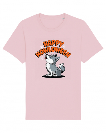 Happy Howloween Funny Halloween Wolf Cotton Pink