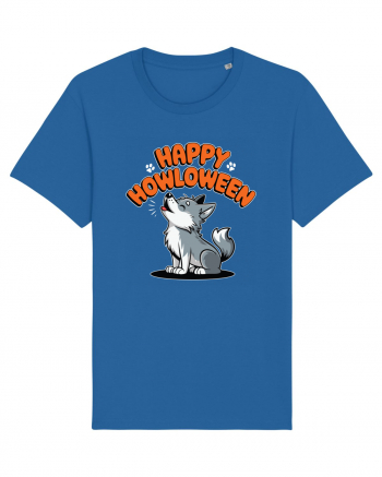 Happy Howloween Funny Halloween Wolf Royal Blue