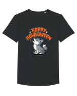 Happy Howloween Funny Halloween Wolf Tricou mânecă scurtă guler larg Bărbat Skater
