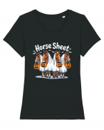 Horse Sheet Halloween Ghost Horse Tricou mânecă scurtă guler larg fitted Damă Expresser