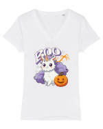 Boo Halloween Unicorn Simpatic Tricou mânecă scurtă guler V Damă Evoker