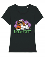 Lick Or Treat Funny Halloween Tricou mânecă scurtă guler larg fitted Damă Expresser