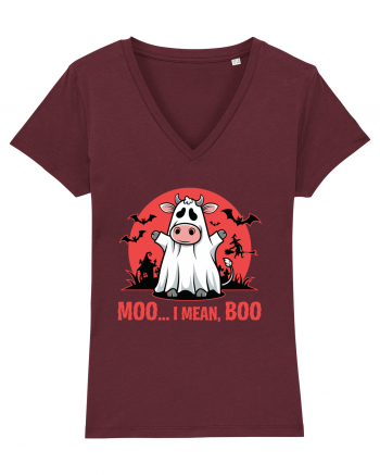 Moo ... I Mean, Boo Funny Ghost Cow Burgundy