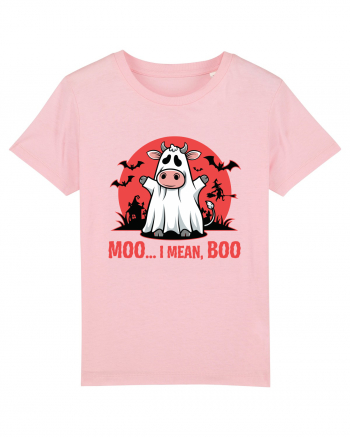 Moo ... I Mean, Boo Funny Ghost Cow Cotton Pink