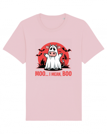 Moo ... I Mean, Boo Funny Ghost Cow Cotton Pink