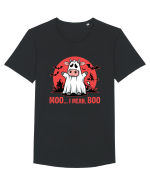 Moo ... I Mean, Boo Funny Ghost Cow Tricou mânecă scurtă guler larg Bărbat Skater