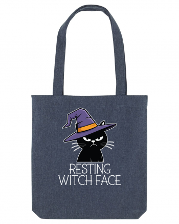 Resting Witch Face Halloween Cat Midnight Blue