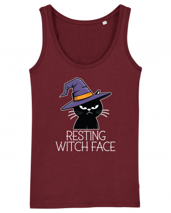 Resting Witch Face Halloween Cat Burgundy