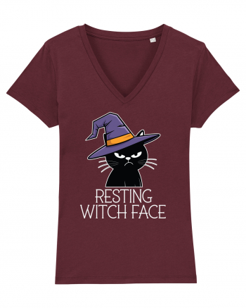 Resting Witch Face Halloween Cat Burgundy